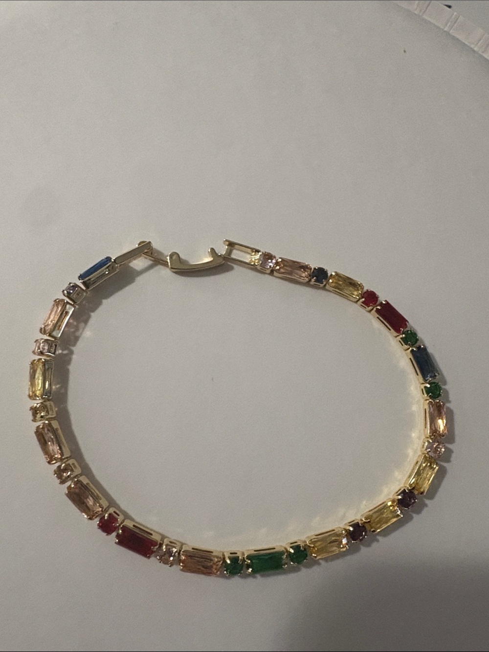 Gold-Tone Multicolor Crystal Tennis Bracelet